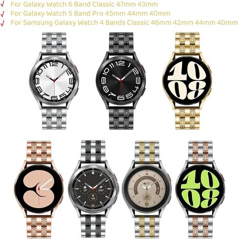 Juntan 20mm Stainless Steel Band for Galaxy Watch 6 Classic 43mm 47mm/Watch 5 Pro 45mm/Watch 4 Classic 42mm 46mm, Metal Quick Release Watch Straps for Samsung Galaxy Watch 6/5/4 Band 40/44mm Women Men in Saudi Arabia