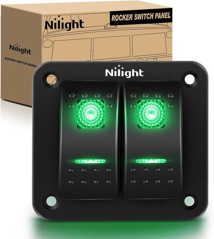 Nilight 90106B 2 Gang Rocker Switch Panel 5 Pin On Off Pre-Wired Rocker Switch Aluminum Panel Waterproof Switche Panel for 12V/24V Automotive Cars Marine Boats ATVs Trailers,2 Years Warranty , Blue in Saudi Arabia