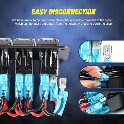 Nilight 90106B 2 Gang Rocker Switch Panel 5 Pin On Off Pre-Wired Rocker Switch Aluminum Panel Waterproof Switche Panel for 12V/24V Automotive Cars Marine Boats ATVs Trailers,2 Years Warranty , Blue in Saudi Arabia