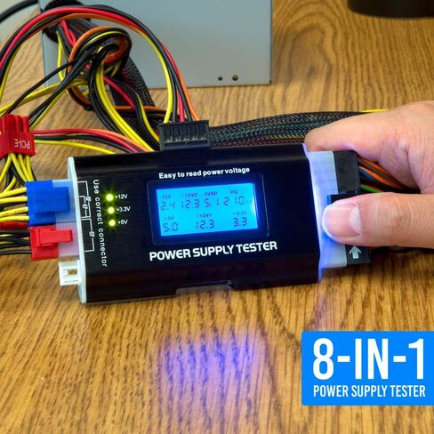 Kingwin Digital Power Supply Tester with LCD Screen – Compatible with ATX, ITX, IDE, HDD, SATA, and BTX, Easy-to-Use Diagnostic Tool for PC Power Supply Testing (Aluminum) in Kuwait