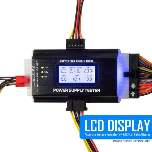 Kingwin Digital Power Supply Tester with LCD Screen – Compatible with ATX, ITX, IDE, HDD, SATA, and BTX, Easy-to-Use Diagnostic Tool for PC Power Supply Testing (Aluminum) in Kuwait