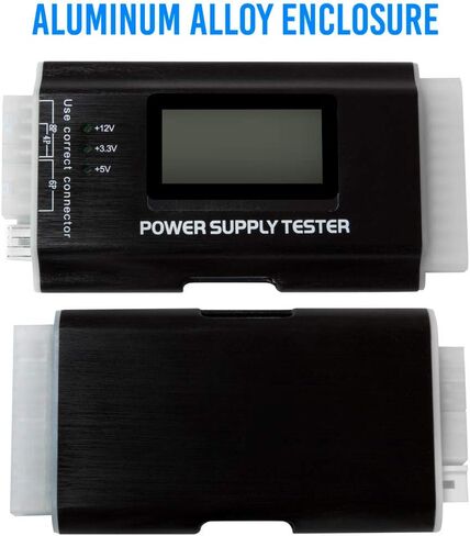Kingwin Digital Power Supply Tester with LCD Screen – Compatible with ATX, ITX, IDE, HDD, SATA, and BTX, Easy-to-Use Diagnostic Tool for PC Power Supply Testing (Aluminum) in Kuwait