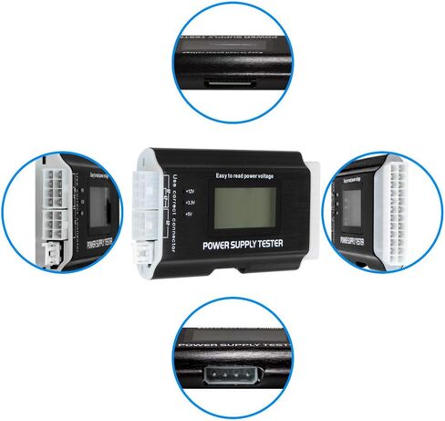 Kingwin Digital Power Supply Tester with LCD Screen – Compatible with ATX, ITX, IDE, HDD, SATA, and BTX, Easy-to-Use Diagnostic Tool for PC Power Supply Testing (Aluminum) in Kuwait
