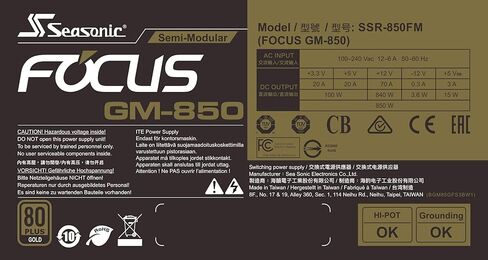 التركيز الموسمي SSR-850FM، 850 وات 80+ ذهبي، شبه وحدات، يناسب جميع أنظمة ATX، التحكم في المروحة في الوضع الصامت والتبريد، ضمان 7 سنوات، مصدر طاقة مثالي للألعاب والتطبيقات المختلفة in Kuwait