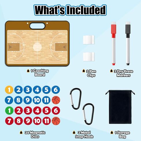 Magnetic Football Coach Board Dry Erase Football Clipboard for Coach Gifts, Whiteboard Clipboard Football Coaching Accessories Training Gear Equipment Kit with 24 Magnets, Double-Sided in Kuwait