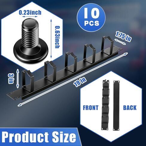 Wenqik 10 قطع 1U 5 D-Rings كابل مدير 19 بوصة حامل خادم إدارة الكابلات الأفقية أو الرأسية المعدنية رف الخادم إدارة الأسلاك ومدير الحبل للكمبيوتر منظم حامل كابل التلفزيون، أسود in Saudi Arabia