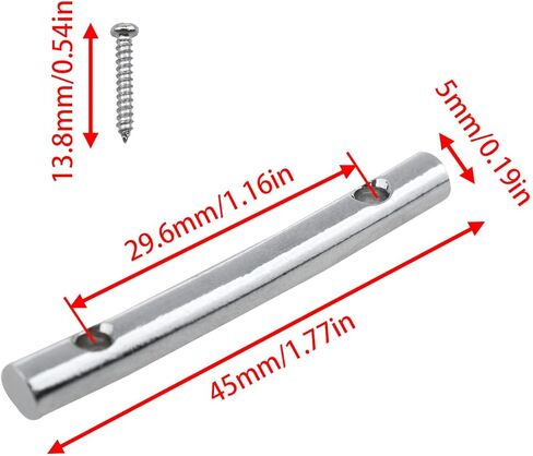 قضبان تثبيت سلسلة جيتار معدنية مقاس 45 مم/1.77 بوصة قضبان تثبيت سلسلة جيتار كهربائية (فضية مع براغي تثبيت) - قطعتان in Kuwait