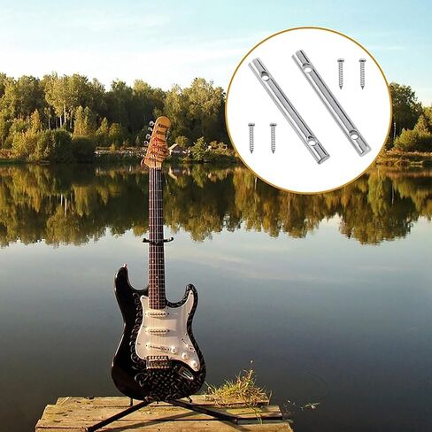 قضبان تثبيت سلسلة جيتار معدنية مقاس 45 مم/1.77 بوصة قضبان تثبيت سلسلة جيتار كهربائية (فضية مع براغي تثبيت) - قطعتان in Kuwait