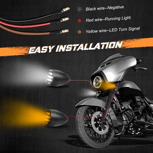 وميض دراجة نارية NTHREEAUTO، إشارات الانعطاف LED من الألومنيوم المقاومة للماء، ضوء مؤشر كهرماني عالمي متوافق مع الدراجات النارية Harley Dyna وHonda وYahama وBobber وSuzuki وKawasaki 12V in Saudi Arabia