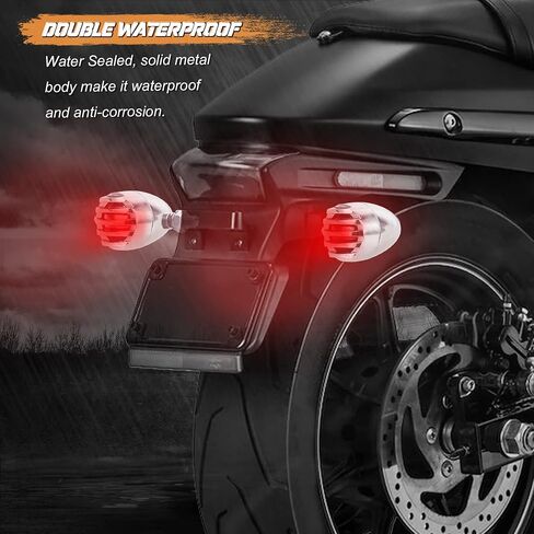 وميض دراجة نارية NTHREEAUTO، إشارات الانعطاف LED من الألومنيوم المقاومة للماء، ضوء مؤشر كهرماني عالمي متوافق مع الدراجات النارية Harley Dyna وHonda وYahama وBobber وSuzuki وKawasaki 12V in Saudi Arabia