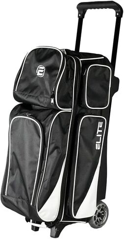 Deluxe 3 Ball Roller Bowling Bag with 5" Smooth Wheels - 4 Large Accessory Pockets, Shoe Compartment, Extendable Handle - USB Charging Port in Saudi Arabia