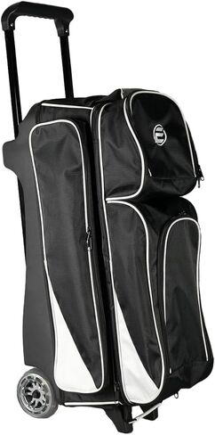 Deluxe 3 Ball Roller Bowling Bag with 5" Smooth Wheels - 4 Large Accessory Pockets, Shoe Compartment, Extendable Handle - USB Charging Port in Saudi Arabia