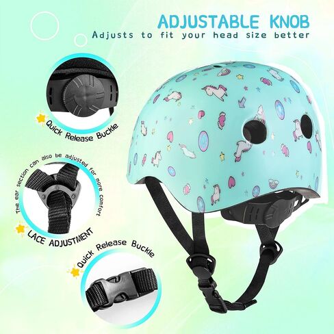 SULIFEEL خوذة دراجة للأطفال للبنين والبنات خوذة تزلج للأطفال الصغار قابلة للتعديل للرياضات المتعددة سكوتر ركوب الدراجات التزلج على الجليد نجوم يونيكورن in Kuwait