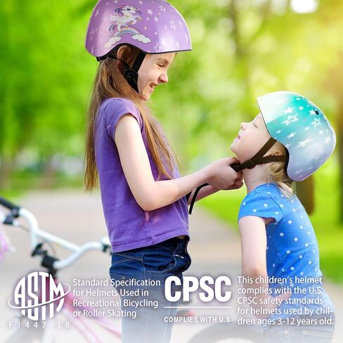 SULIFEEL خوذة دراجة للأطفال للبنين والبنات خوذة تزلج للأطفال الصغار قابلة للتعديل للرياضات المتعددة سكوتر ركوب الدراجات التزلج على الجليد نجوم يونيكورن in Kuwait
