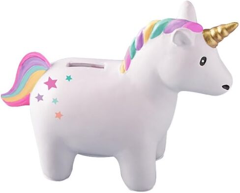 Two's Company Rainbow Unicorn 6 x 5 Inch Ceramic Coin Bank in Gift Box in Saudi Arabia