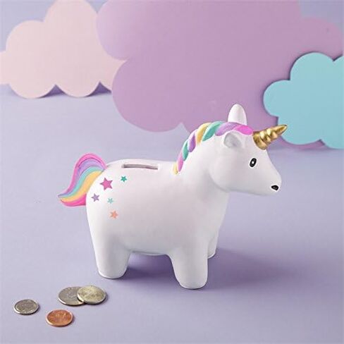 Two's Company Rainbow Unicorn 6 x 5 Inch Ceramic Coin Bank in Gift Box in Saudi Arabia