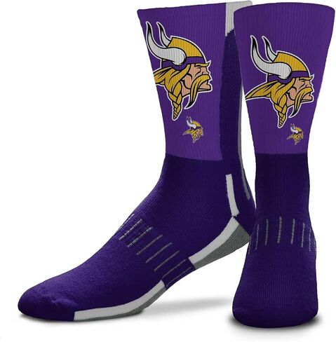 FBF NFL Youth V Curve Socks - Machine Washable - Poly-Spandex Blend and Durability for Active Young Athletes (Minnesota Vikings - Multicolor) in Saudi Arabia
