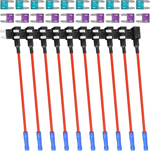 MuHize Micro2 Fuse Tap - Upgraded ATR Blade Fuse Holder(2024 New), 12V Car Add-a-Circuit Fuse Tap Adapter with 10 Pcs 5 Amp Micro2 Blade Fuses Kit in Kuwait