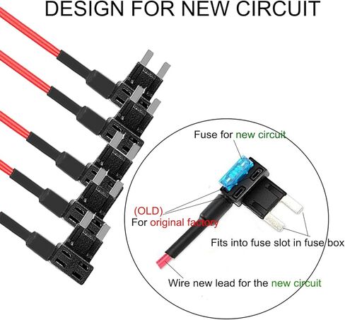 MuHize Micro2 Fuse Tap - Upgraded ATR Blade Fuse Holder(2024 New), 12V Car Add-a-Circuit Fuse Tap Adapter with 10 Pcs 5 Amp Micro2 Blade Fuses Kit in Kuwait