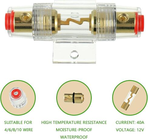 4-8 Gauge AWG in-line Fuse Holder with 100A AGU Fuses for Car Audio, Alarm, Amplifier, Compressors, Waterproof Inline Fuse Holder 100 AMP in Saudi Arabia