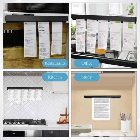 WAYUTO Self-Adhesive Slide Check Rack with Pen Slot Aluminum Display Rail Restaurant Orders Holder Office Receipt Holder Kitchen Ticket Holder for Smooth Surface 15.75 inches in Saudi Arabia