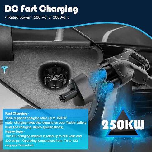 محول CCS 【فحص الأمان 】 لطراز Tesla 3 وY وS وX - لمالكي Tesla فقط - شحن سريع لجهاز Tesla الخاص بك باستخدام شواحن CCS توفر سرعات شحن تصل إلى 250 كيلو وات in Kuwait