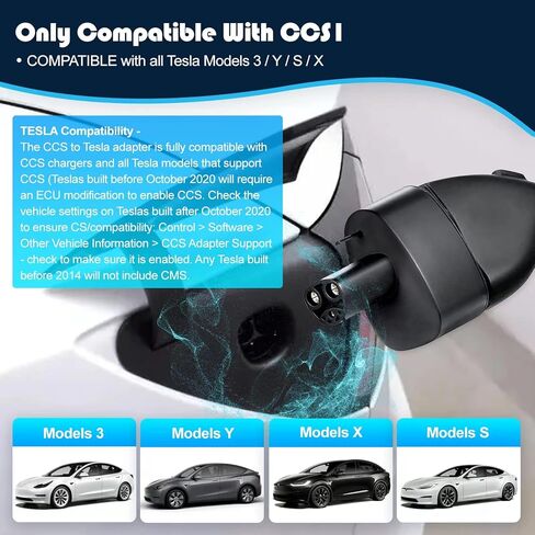 محول CCS 【فحص الأمان 】 لطراز Tesla 3 وY وS وX - لمالكي Tesla فقط - شحن سريع لجهاز Tesla الخاص بك باستخدام شواحن CCS توفر سرعات شحن تصل إلى 250 كيلو وات in Kuwait