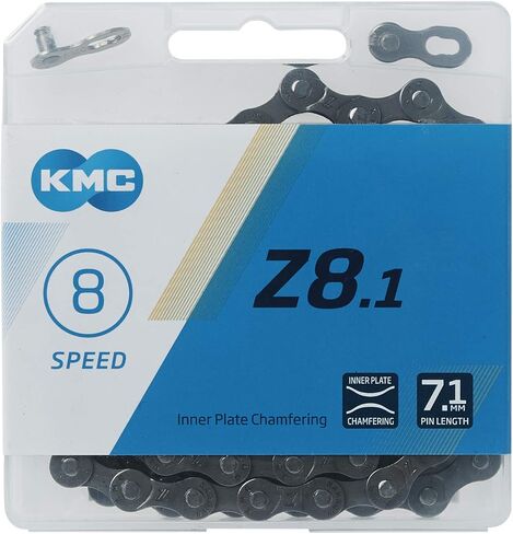 KMC Z8.1 8 speed inner chamfering 7.1MM pin length Bicycle Chain (1/2" x 3/32") Gray 1 pcs /Steel 116 links in Saudi Arabia