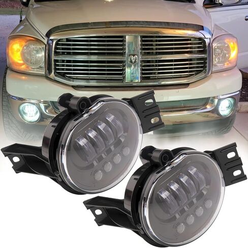 مجموعة مصابيح الضباب، متوافقة مع دودج رام 1500 2002-2008 دودج رام 2500/3500 بيك اب شاحنة 2003 2004 2005 2006 2007 2008 2009، LED 6500K، زوج واحد (يسار ويمين) in Kuwait