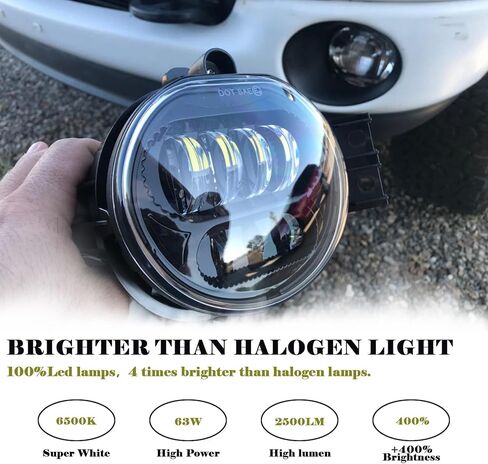 مجموعة مصابيح الضباب، متوافقة مع دودج رام 1500 2002-2008 دودج رام 2500/3500 بيك اب شاحنة 2003 2004 2005 2006 2007 2008 2009، LED 6500K، زوج واحد (يسار ويمين) in Kuwait