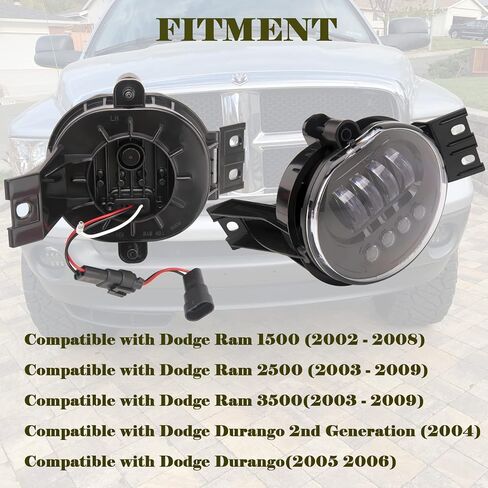 مجموعة مصابيح الضباب، متوافقة مع دودج رام 1500 2002-2008 دودج رام 2500/3500 بيك اب شاحنة 2003 2004 2005 2006 2007 2008 2009، LED 6500K، زوج واحد (يسار ويمين) in Kuwait