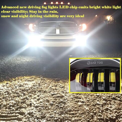 مجموعة مصابيح الضباب، متوافقة مع دودج رام 1500 2002-2008 دودج رام 2500/3500 بيك اب شاحنة 2003 2004 2005 2006 2007 2008 2009، LED 6500K، زوج واحد (يسار ويمين) in Kuwait