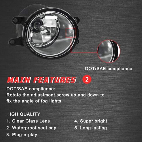 Driving Fog Lights Lamps Replacement for Toyota Camry 2007 2008 2009 with H11 12V 55W Halogen Bulbs & Universal Switch and Wiring Kit (Clear Lens) in Saudi Arabia