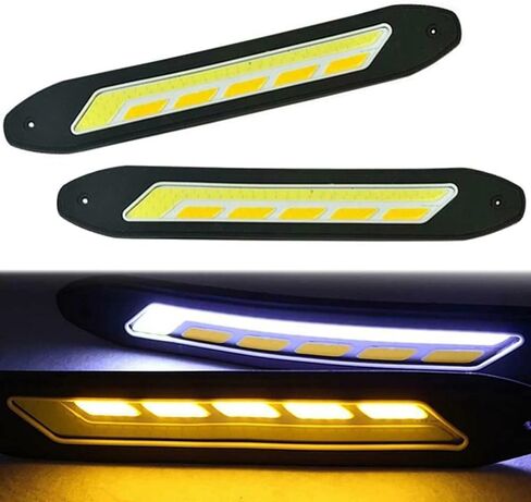 YSY 2Pcs LED Daytime Running Lights COB Fog Lights White Yellow/Amber Flexible Car DRL Turn Signal Light Driving Lamp 12V (Style 1) in Saudi Arabia