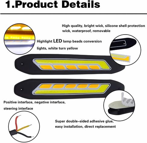 YSY 2Pcs LED Daytime Running Lights COB Fog Lights White Yellow/Amber Flexible Car DRL Turn Signal Light Driving Lamp 12V (Style 1) in Saudi Arabia