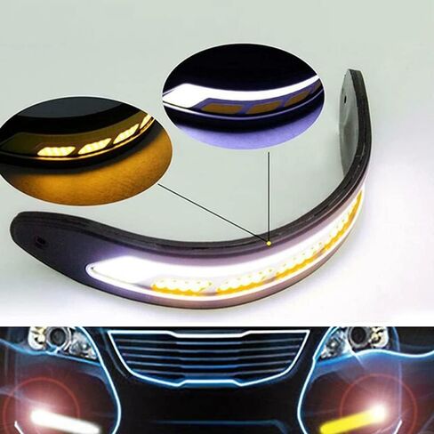 YSY 2Pcs LED Daytime Running Lights COB Fog Lights White Yellow/Amber Flexible Car DRL Turn Signal Light Driving Lamp 12V (Style 1) in Saudi Arabia