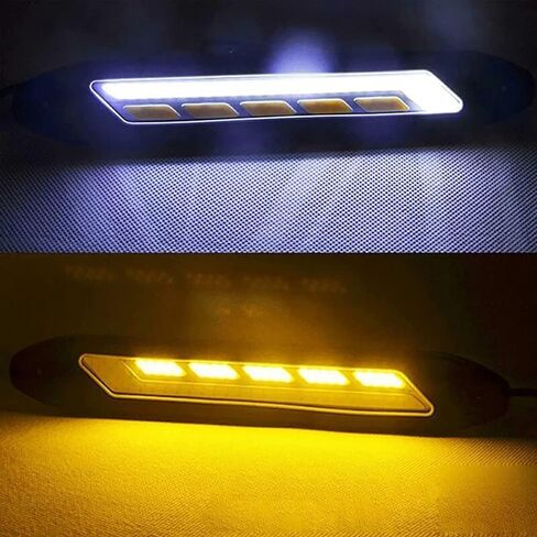 YSY 2Pcs LED Daytime Running Lights COB Fog Lights White Yellow/Amber Flexible Car DRL Turn Signal Light Driving Lamp 12V (Style 1) in Saudi Arabia