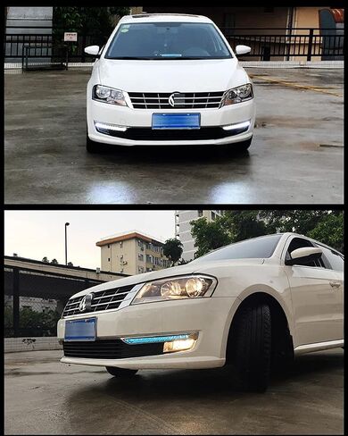 YSY 2Pcs LED Daytime Running Lights COB Fog Lights White Yellow/Amber Flexible Car DRL Turn Signal Light Driving Lamp 12V (Style 1) in Saudi Arabia