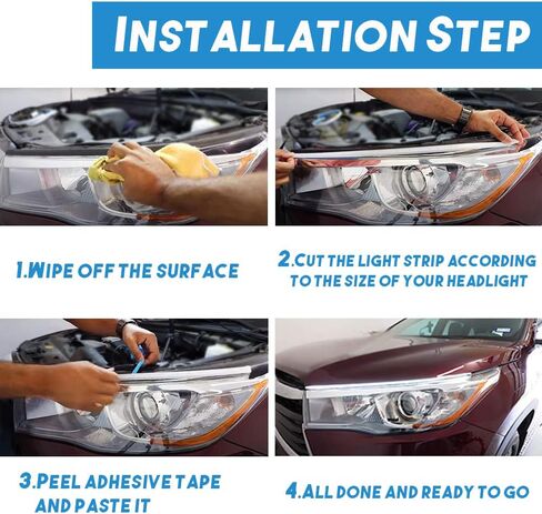 MICTUNING RGB Flexible LED Strip Light Kits, 2 Pcs 18.5 inch Multi Color LED Daytime Running Lights Car Headlight Surface Strip Tube Light Waterproof Neon Turn Signal Lights DRL Switchback Light in Saudi Arabia