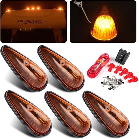 5 قطع من أضواء علامة الكابينة على شكل دمعة كهرمانية 9 مصابيح LED لاستبدال منزل متنقل RV أمامي على شكل دمعة سقف الكابينة أعلى علامة التخليص أضواء التشغيل فان شاحنة بيك اب مقطورة شبه أضواء مع أسلاك ومجموعة تركيب in Kuwait