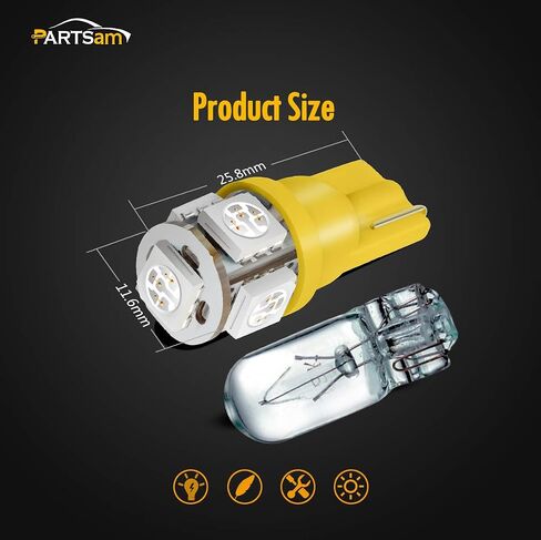 Partsam 10Pcs Replacement for 2003-2009 Hummer H2 and 2005-2009 Hummer H2 SUT Cab Roof Top Clearance Marker Running Lights Front Rear Assembly Kits 264160+ 10Pcs T10 194 168 W5W 5-5050-SMD LED Bulbs in Saudi Arabia