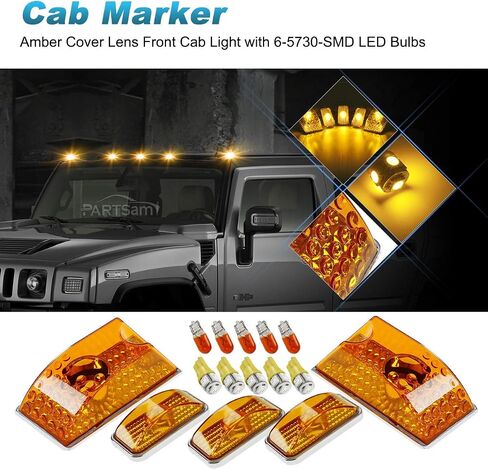 Partsam 10Pcs Replacement for 2003-2009 Hummer H2 and 2005-2009 Hummer H2 SUT Cab Roof Top Clearance Marker Running Lights Front Rear Assembly Kits 264160+ 10Pcs T10 194 168 W5W 5-5050-SMD LED Bulbs in Saudi Arabia