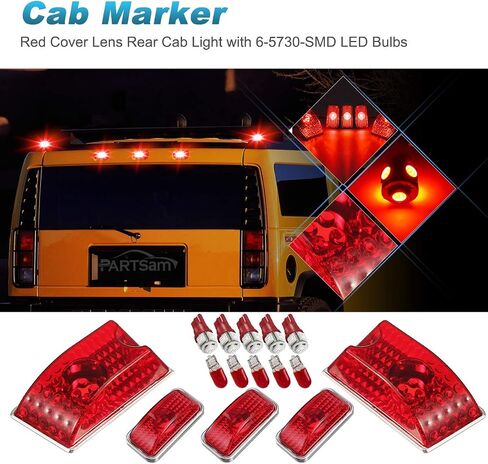 Partsam 10Pcs Replacement for 2003-2009 Hummer H2 and 2005-2009 Hummer H2 SUT Cab Roof Top Clearance Marker Running Lights Front Rear Assembly Kits 264160+ 10Pcs T10 194 168 W5W 5-5050-SMD LED Bulbs in Saudi Arabia