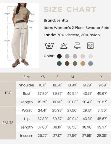 طقم سترة نسائي مكون من قطعتين من Lentta بلوفر محبوك وبنطلون عالي الخصر مع جيوب in Kuwait