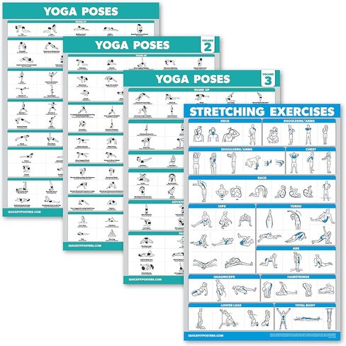 Palace Learning 4 Pack: Yoga Poses Posters Volume 1, 2 & 3 + Stretching Workout Exercise Chart in Saudi Arabia