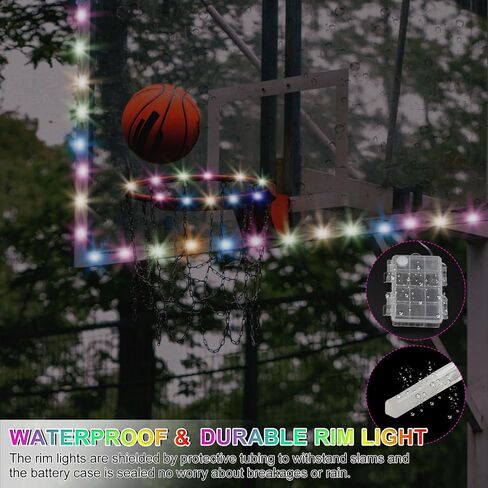 PATIKIL LED Basketball Hoop Light Set, Basketball Rim & Backboard Light Remote Control Light Up Basketball Rim Light for Glow in The Dark Outdoor Luminous Nightlight in Saudi Arabia