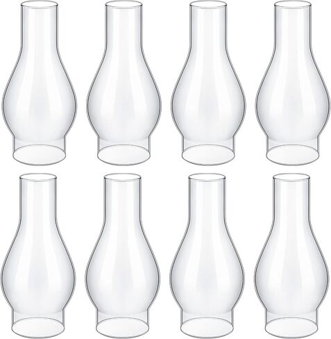 8 Pieces Oil Lamp Chimney 2" x 6 1/2" Glass Chimney Smooth Glass Lamp Shade Replacement Clear Oil Lamp Glass Cover for Hurricane Lamp in Saudi Arabia