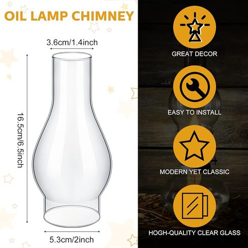 8 Pieces Oil Lamp Chimney 2" x 6 1/2" Glass Chimney Smooth Glass Lamp Shade Replacement Clear Oil Lamp Glass Cover for Hurricane Lamp in Saudi Arabia