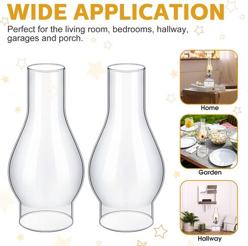 8 Pieces Oil Lamp Chimney 2" x 6 1/2" Glass Chimney Smooth Glass Lamp Shade Replacement Clear Oil Lamp Glass Cover for Hurricane Lamp in Saudi Arabia