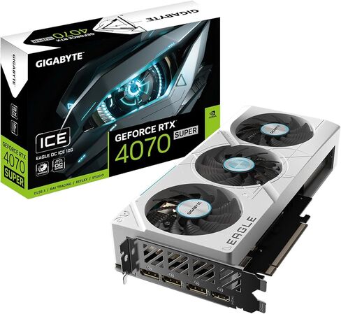 GIGABYTE GeForce RTX 4070 Super Eagle OC ICE 12G Graphics Card, 3X WINDFORCE Fans, 12GB 192-bit GDDR6X, GV-N407SEAGLEOC ICE-12GD Video Card in Saudi Arabia